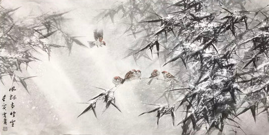風飄竹雪圖Wind-Blown Bamboo in Snow